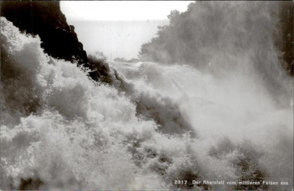 Der Rheinfall vom mittleren Felsen aus Vorderseite