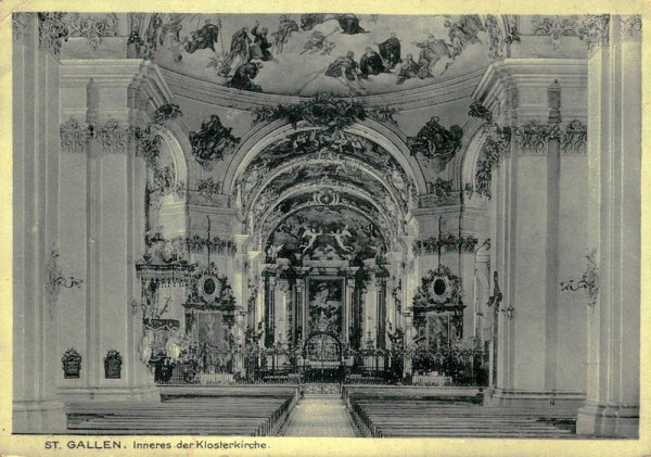 Inneres der Klosterkirche, St. Gallen Vorderseite
