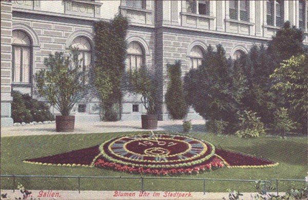 St. Gallen - Blumen Uhr im Stadtpark