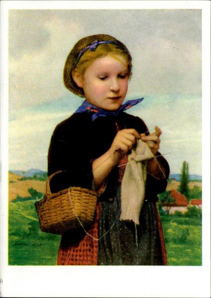 Strickendes Bernermädchen (Albert Anker) 1875 Vorderseite