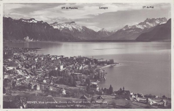 Vevey. Vue générale, Dents du Midi et Dents de Morcles. Vorderseite