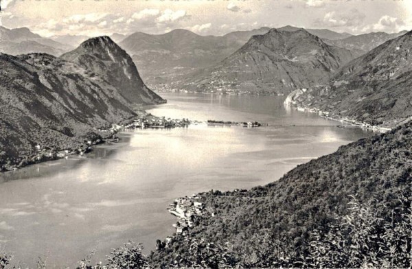 Lago di Lugano. Ponte di Melide e Mte. S. Salvatore visti da Serpiano Vorderseite