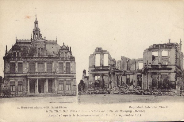 Revigny, l'Hôtel de ville, avant et après