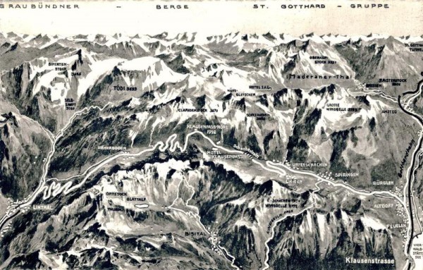 Graubündner - Berge- St. Gotthard - Gruppe Vorderseite