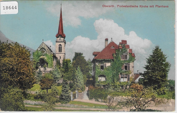 Oberarth - Protestantische Kirche mit Pfarrhaus - Litho