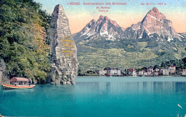 Schillerstein mit Brunnen Vorderseite