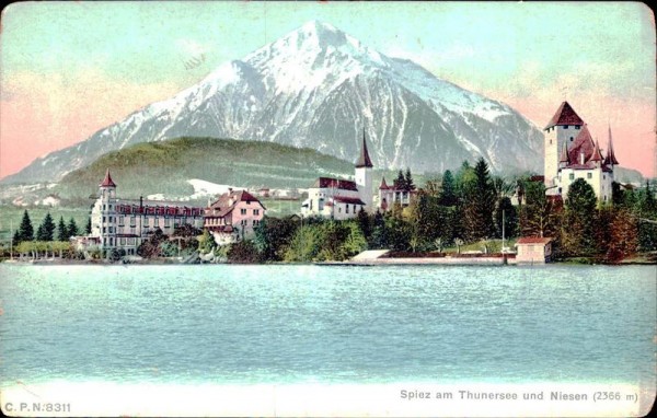Spiez am Thunersee und Niesen (2366 m) Vorderseite
