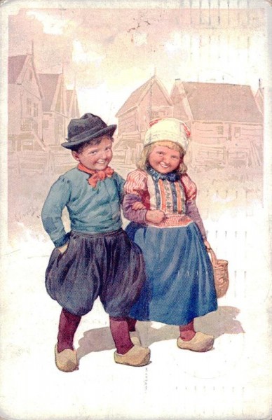 Holländische Kinder mit Holzzockel Vorderseite