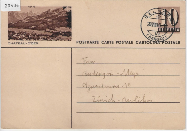 Bildpostkarte Chateau-d'Oex - Stempel: Seengen AG