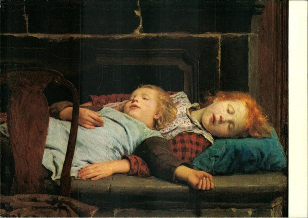 Albert Anker, Auf dem Ofen Vorderseite