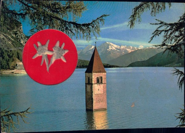Venosta Alta, Vinschgau, Turm des versunkenen Graun Vorderseite