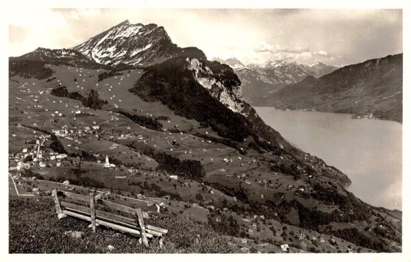 Amden v. d. Durchschlägi. Leistenkamm, Walensee.  1935 Vorderseite