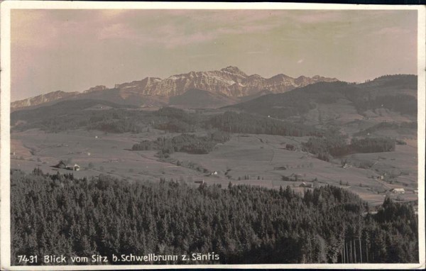 Schwellbrunn, Blick vom Sitz zum Säntis Vorderseite