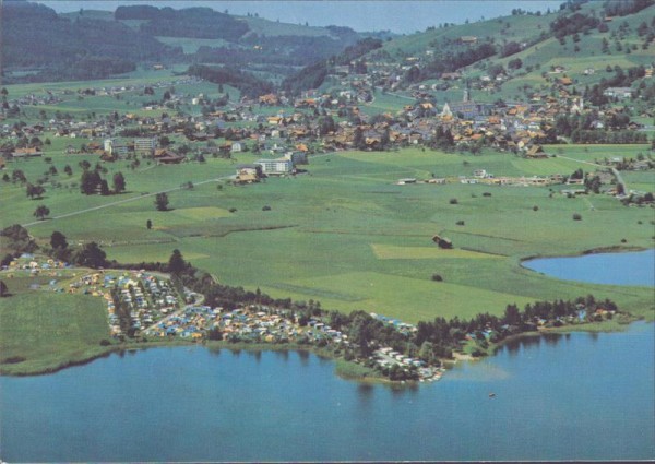 Unterägeri, Campingplatz,  Flugaufnahme Vorderseite