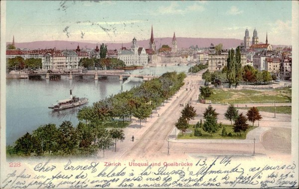 Zürich - Utoquai und Quaibrücke Vorderseite