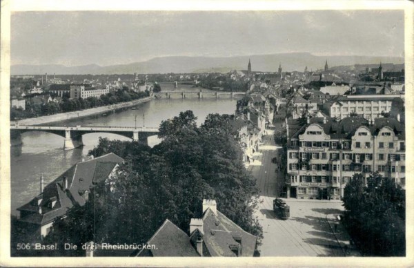 Basel, Die drei Rheinbrücken Vorderseite