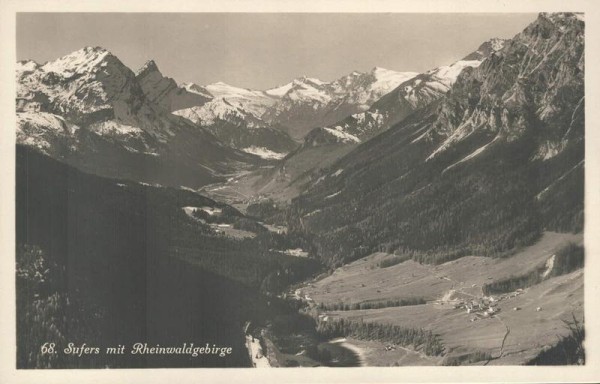 Sufers mit Rheinwaldgebirge. 1933 Vorderseite