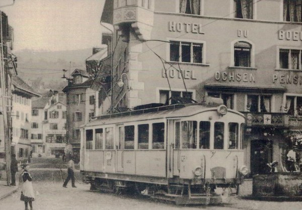 Motorwagen CFe 4/4 1, Ägeri - Zug, Postkartenbuch "Bus & Bahn in alten Ansichten" Vorderseite