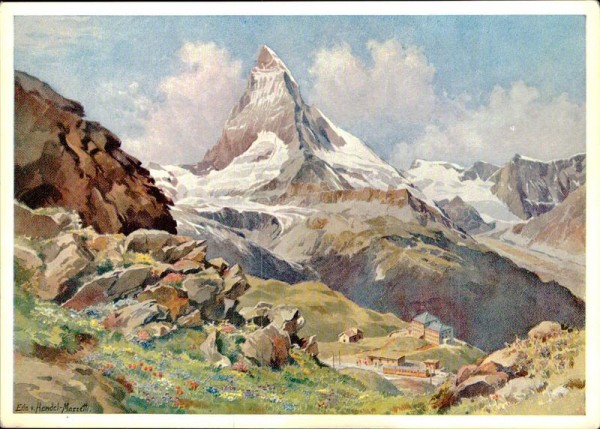 Zermatt, Hotel Riffelberg mit Matterhorn, Edo v. Handel-Mazzetti Vorderseite