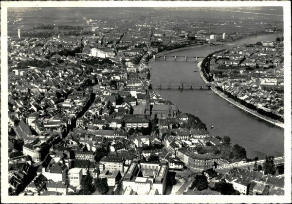 Basel - mit den 4 Rheinbrücken. Vorderseite