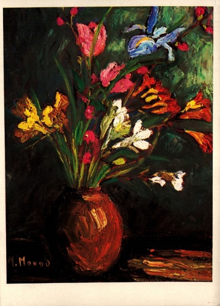 Vase mit blauen und gelben Iris