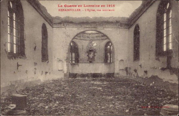 Remainviller, La guerre en Lorraine en 1914, L'Église vue intérieure