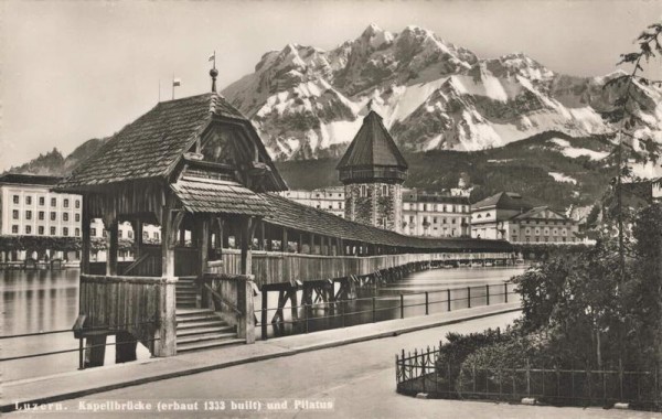 Luzern, Kapellbrücke und Pilatus Vorderseite