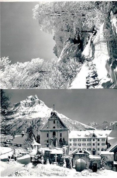 Engelberg, am Weg zur Schwand und Klosterkirche Engelberg Vorderseite