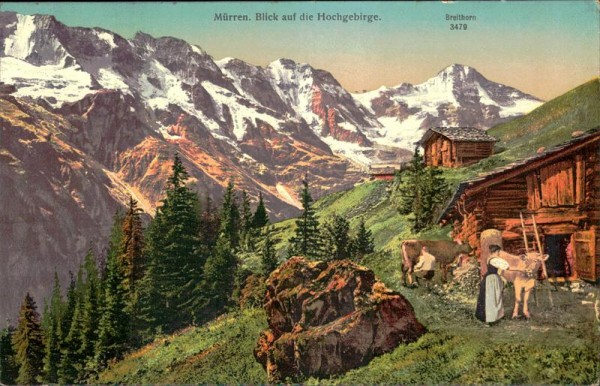 Mürren. Blick auf die Hochgebirge Vorderseite