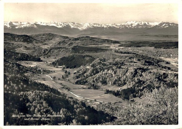 Blick vom Uto-Kulm auf Reppischtal und Berneralpen. 1936 Vorderseite