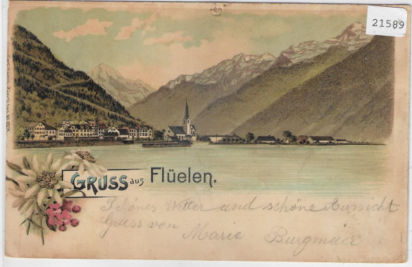 Gruss aus Flüelen - Litho 1900