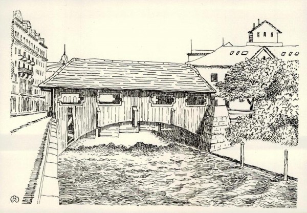Zürich, Alte Holzbrücke Vorderseite