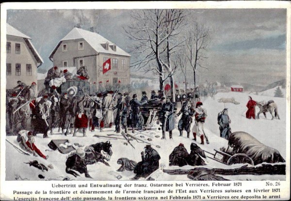 Verrières, Februar 1871, Übertritt und Entwaffnung der franz. Ostarmee Vorderseite