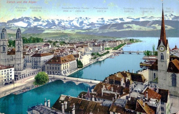 Zürich und die Alpen Vorderseite