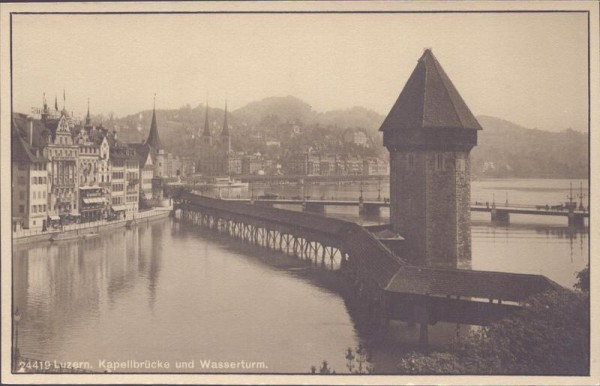 Luzern, Kappellbrücke und Wasserturm Vorderseite