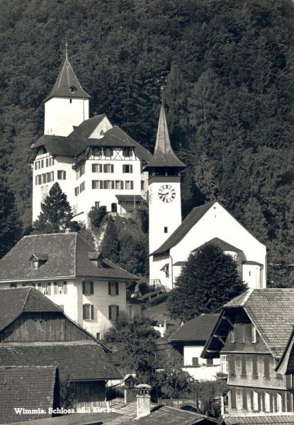 Wimmis. Schloss und Kirche Vorderseite