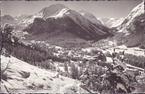 Pontresina mit Piz Palü und Rosegtal