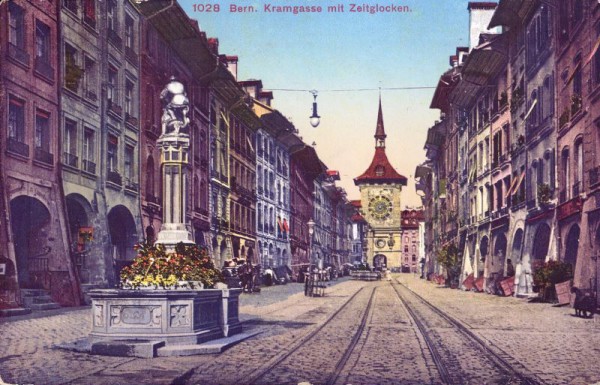 Bern. Kramgasse mit Zeitglocken