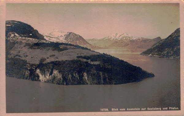 Blick von Axenstein auf Seelisberg und Pilatus, 1911 Vorderseite