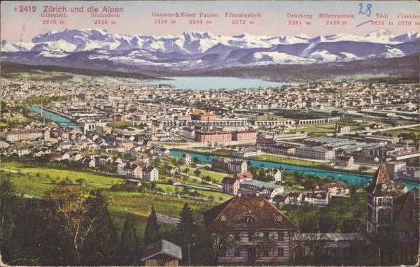 Zürich und die Alpen Vorderseite