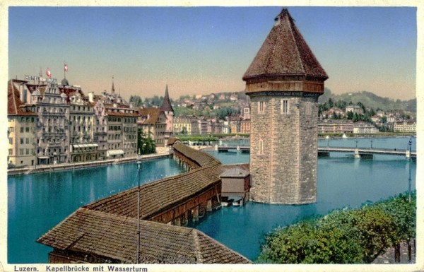 Luzern - Kapellbrücke mit Wasserturm Vorderseite