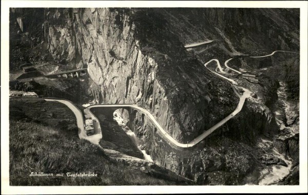 Schöllenen mit Teufelsbrücke Vorderseite