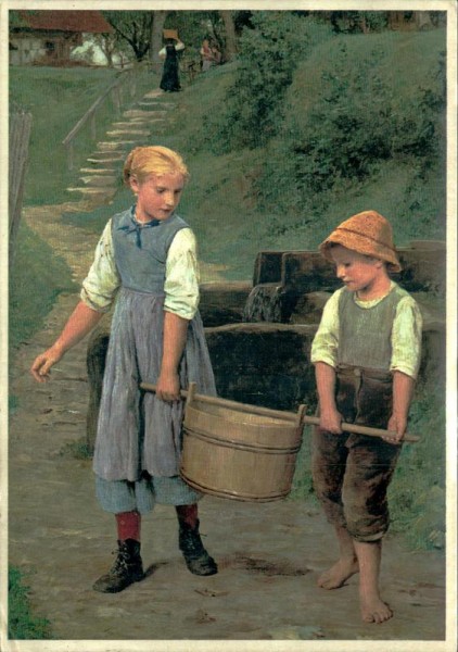 Albert Anker, Wassertragende Kinder Vorderseite