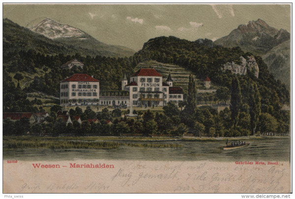 Weesen - Hotel Pension Mariahalden - Steindruck Litho - Gebr. Metz No. 25650 - nach Sonceboz