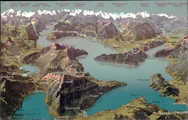 Vierwaldstättersee und die Alpen Vorderseite