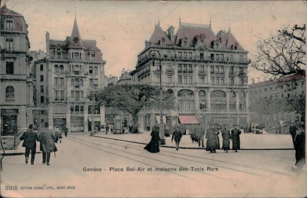 Genève, Place Bel-Air et maisons des Trois Rois Vorderseite
