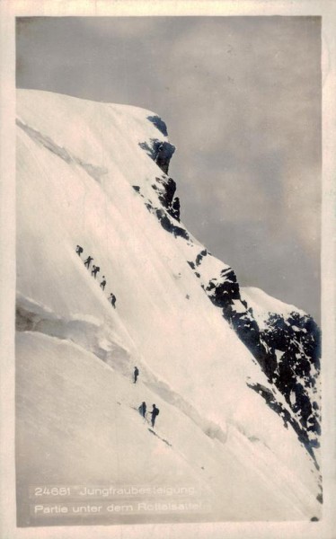 Jungfraubesteigung. Partie unter dem Rottalsattel Vorderseite