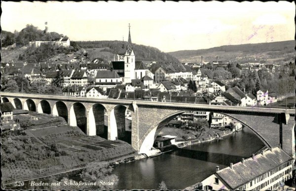 Baden mit Schlossruine Stein. Vorderseite