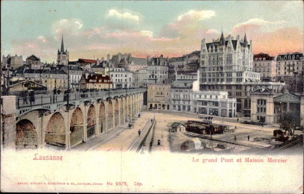 Lausanne - Le grand Pont et Maison Mercier Vorderseite