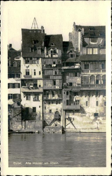 Basel/Alte Häuser am Rhein. Vorderseite